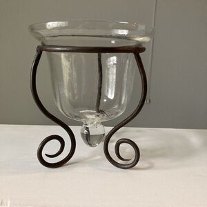 Glass Vase with Iron Stand